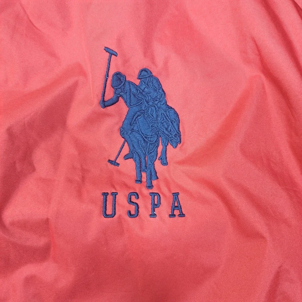 US Polo Assn Mens Windbreaker Jacket Red Hooded Mesh Lined XL 105453P2